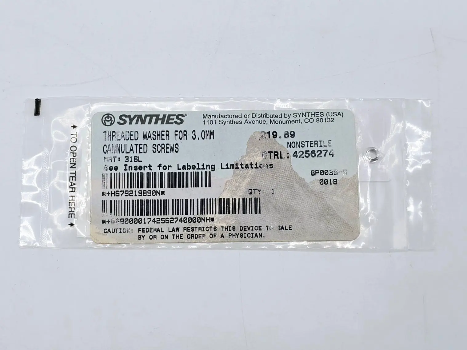 Synthes 219.89 Threaded Washer for 3.0mm Cannulated Screws - Image 2