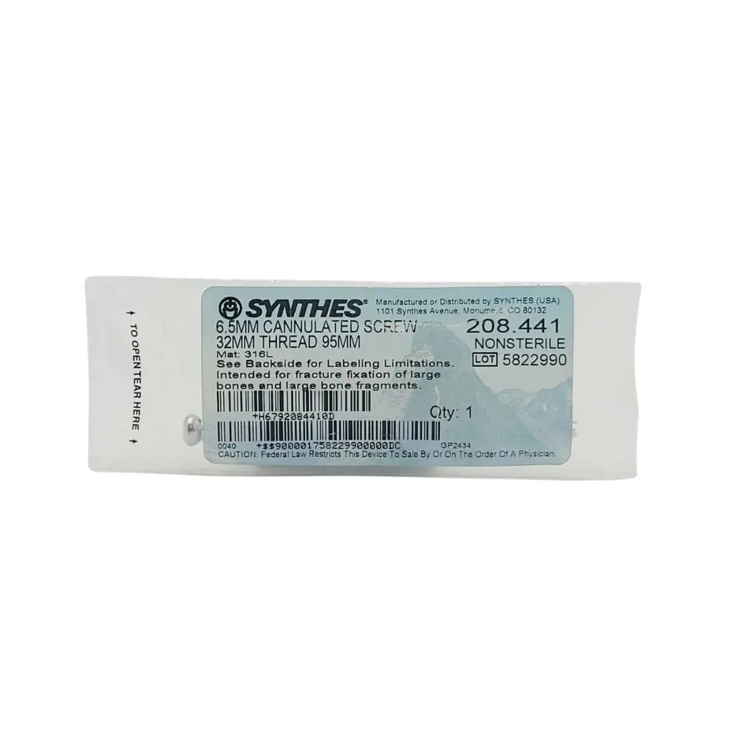 Synthes 208.441 6.5mm Cannulated Screw 32mm Thread 95mm