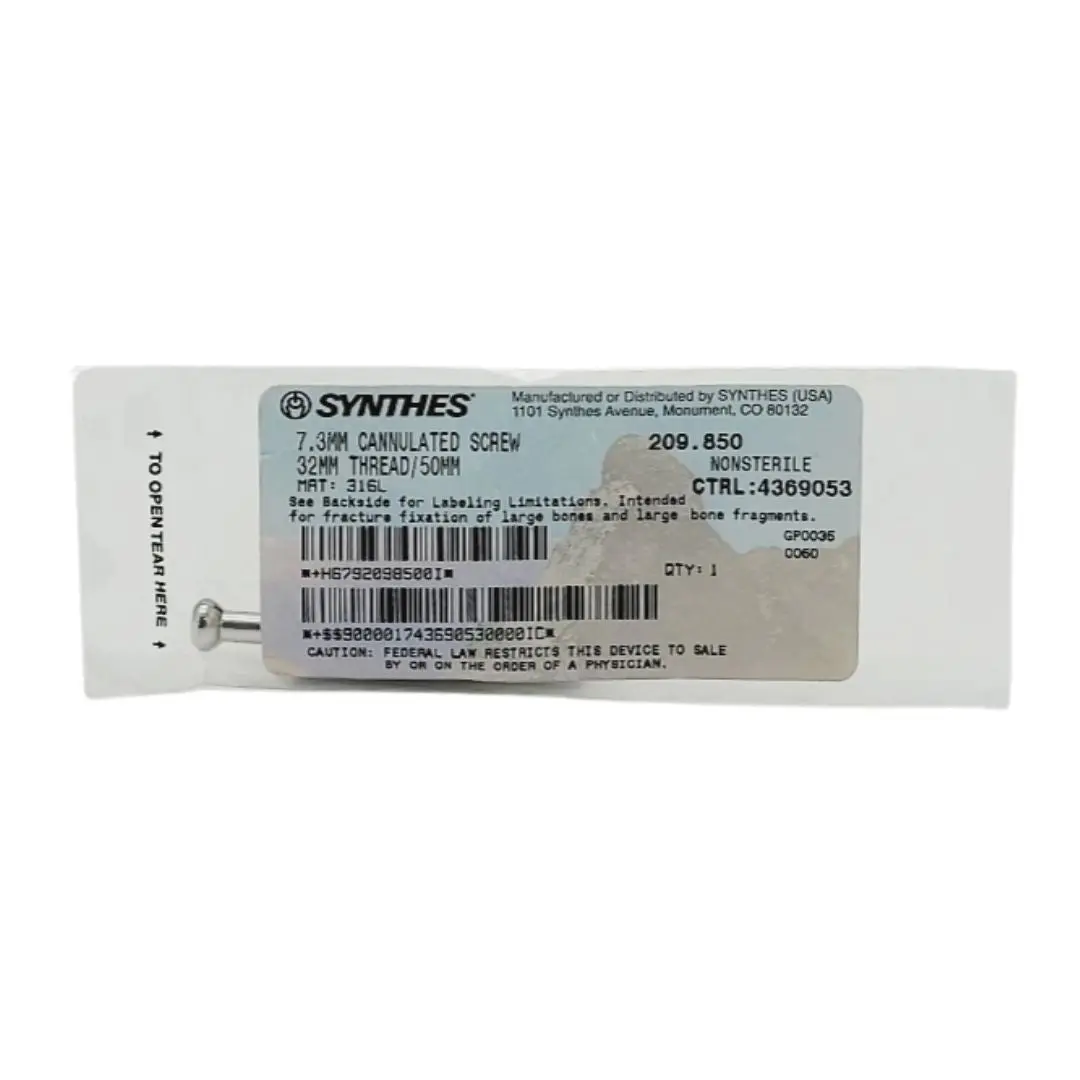 Synthes 209.850 7.3mm Cannulated Screw 32mm Thread/50mm