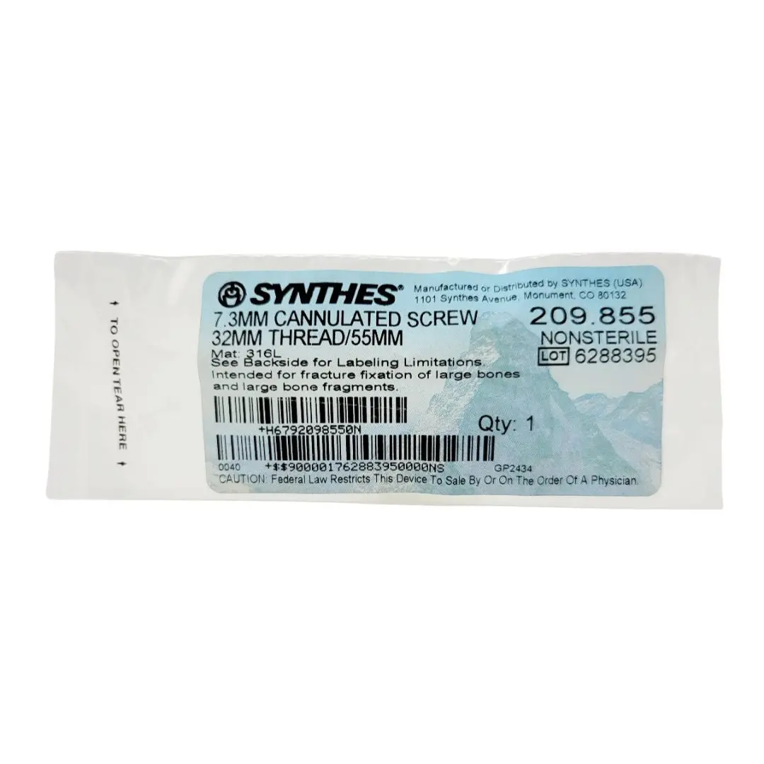 Synthes 209.855 7.3mm Cannulated Screw 32mm Thread/55mm