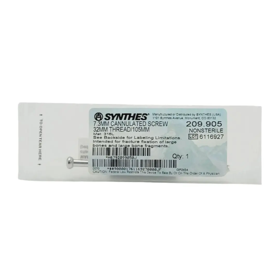 Synthes 209.905 7.3mm Cannulated Screw 32mm Thread/105mm