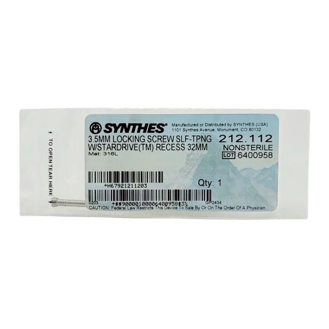 Synthes 212.112 3.5mm Locking Screw Self Tapping w/ Stardrive Recess 32mm