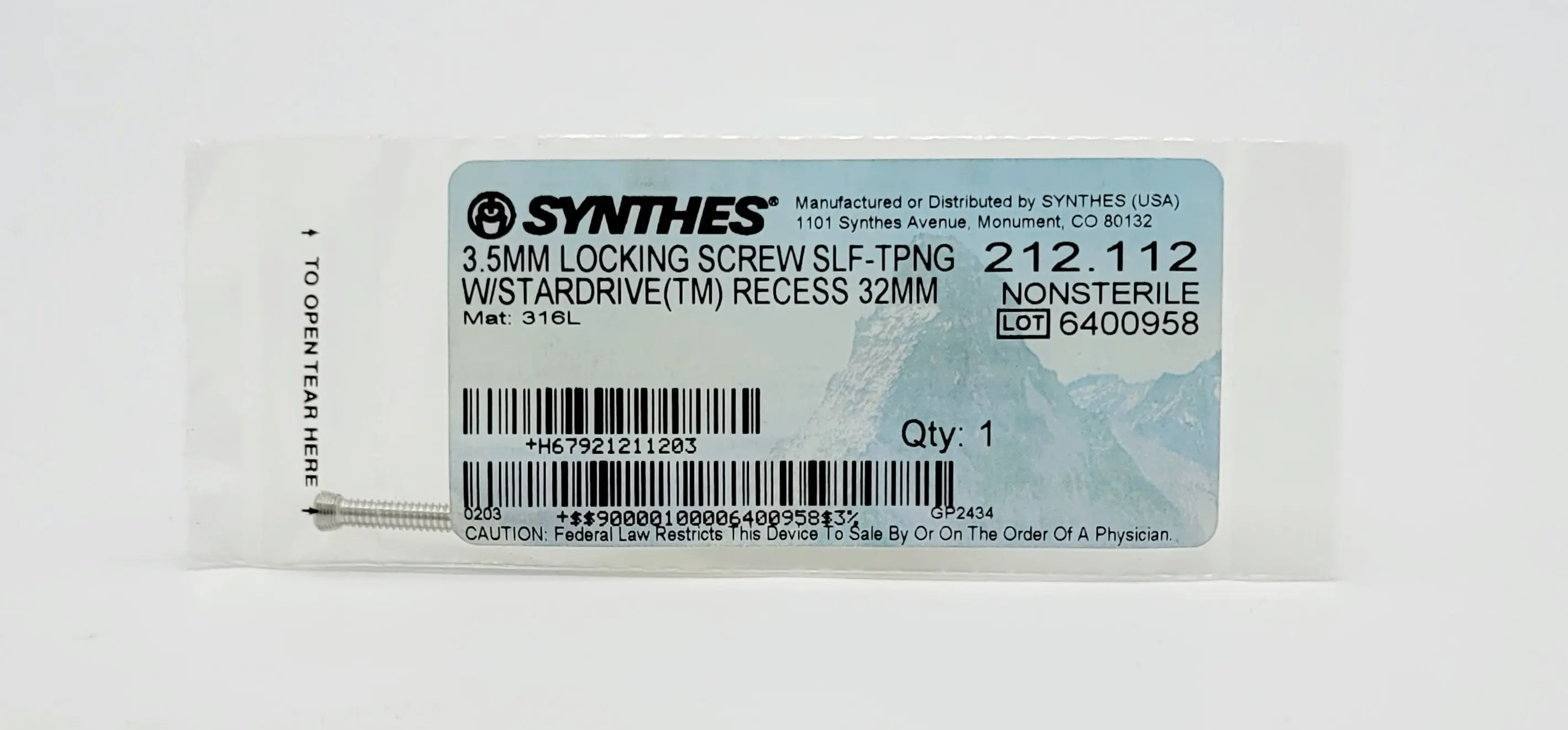 Synthes 212.112 3.5mm Locking Screw Self Tapping w/ Stardrive Recess 32mm - Image 2