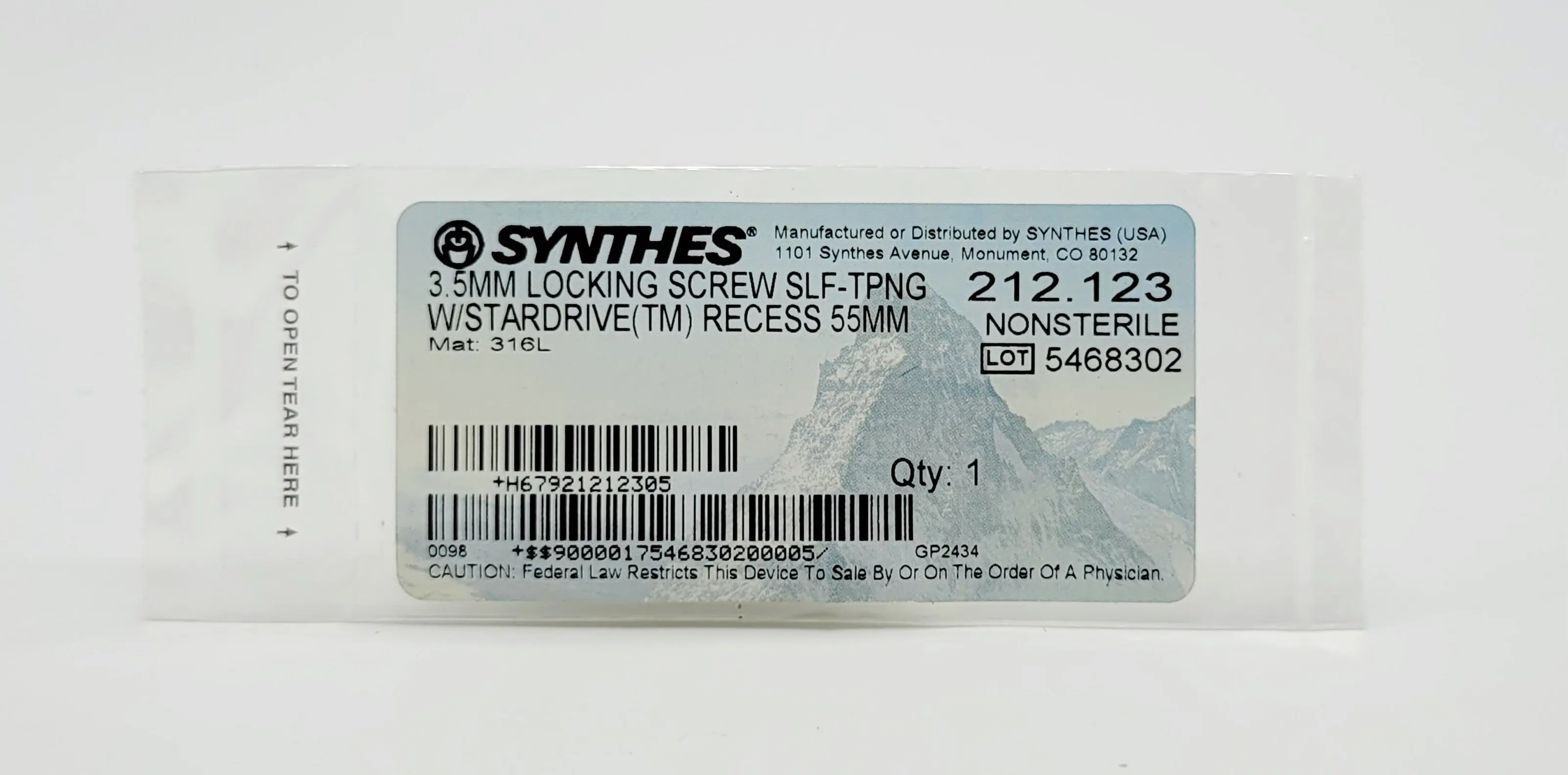 Synthes 212.123 3.5mm Locking Screw Self Tapping w/ Stardrive Recess 55mm - Image 2