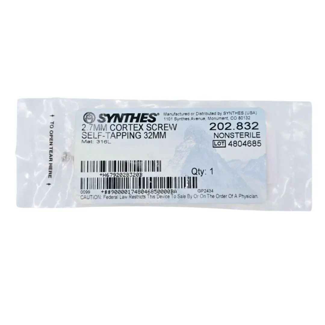 Synthes 202.832 2.7mm Cortex Screw Self-Tapping 32mm