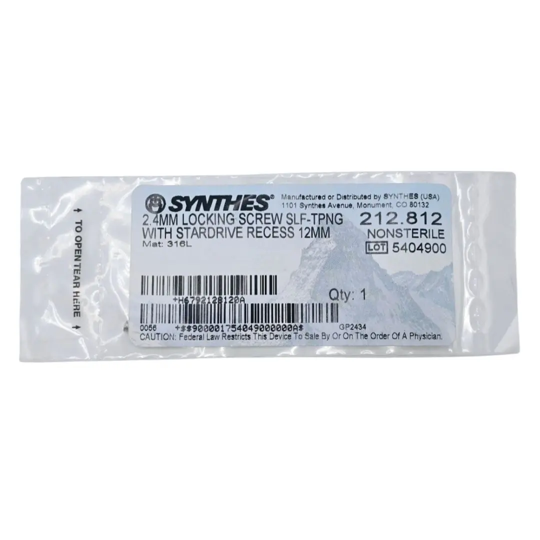 Synthes 212.812 2.4mm Locking Screw Self-Tapping with Stardrive Recess 12mm