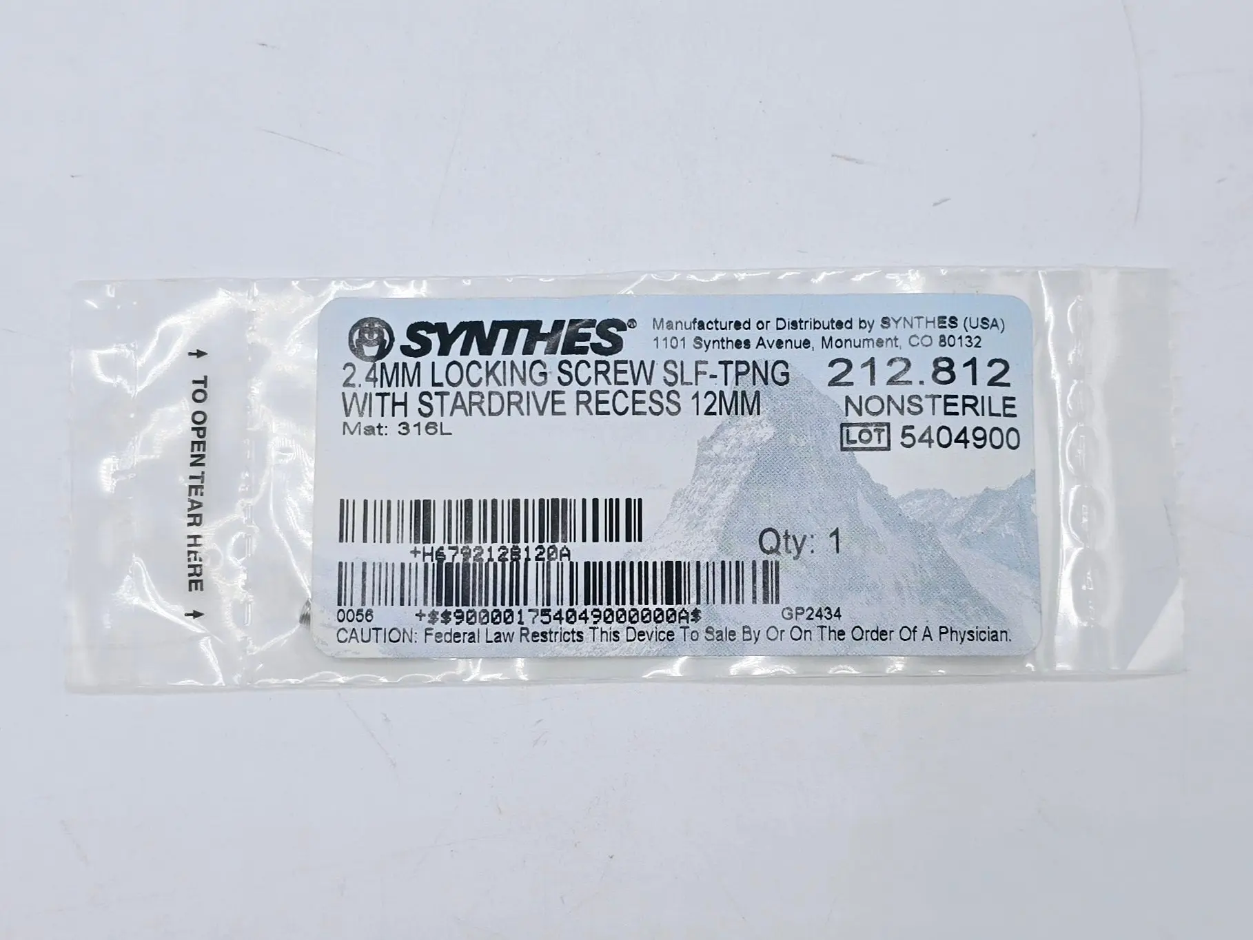Synthes 212.812 2.4mm Locking Screw Self-Tapping with Stardrive Recess 12mm - Image 2