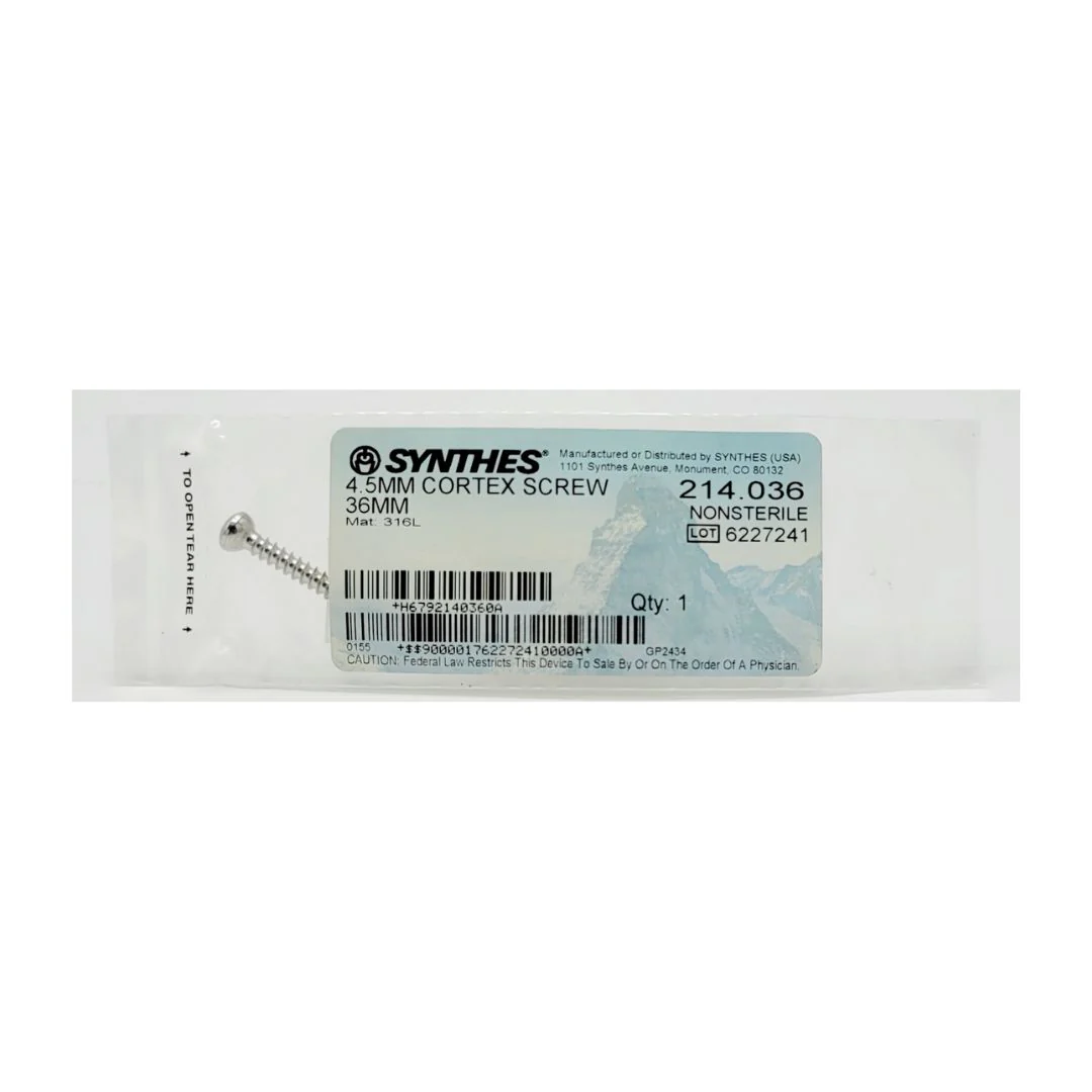 Synthes 214.036 Cortex Screw 4.5mm x 36mm 1/EA