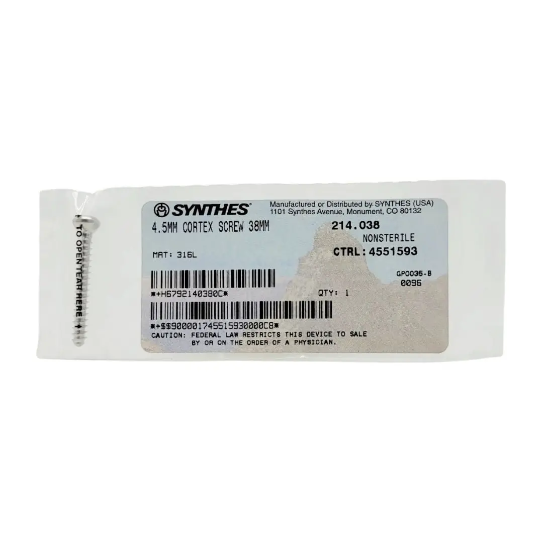 Synthes 214.038 Cortex Screw 4.5mm x 38mm