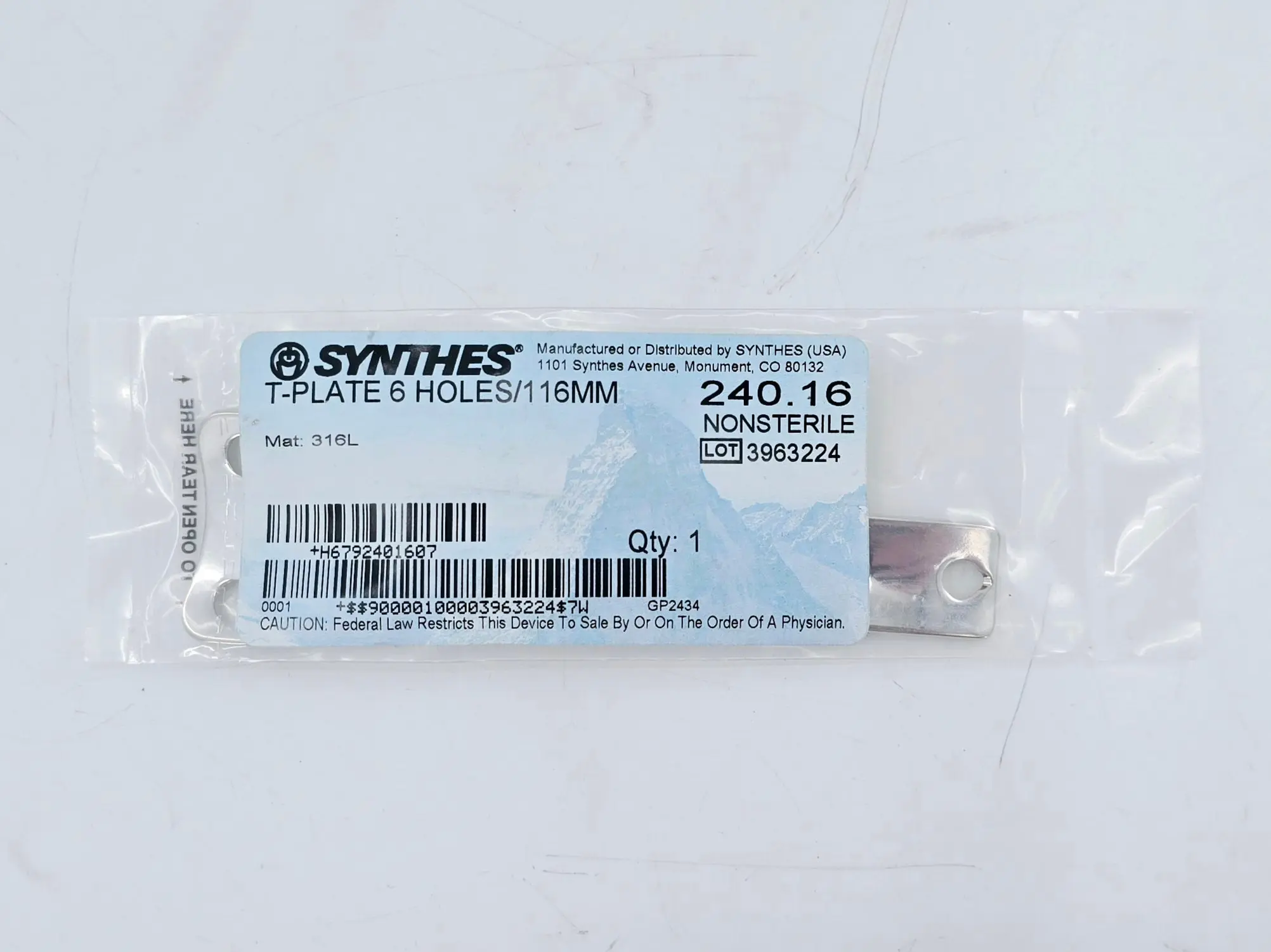 Synthes 240.16 T-Plate 6 Holes/116mm - Image 2
