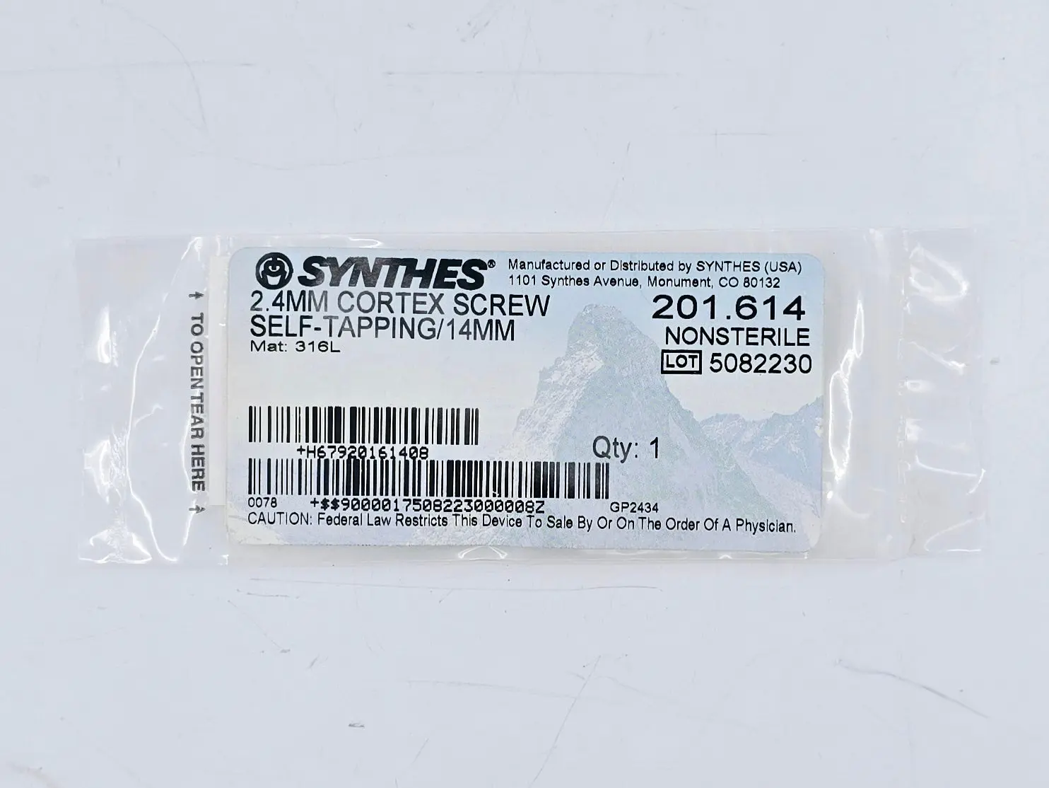 Synthes 201.614 2.4mm Cortex Screw Self-Tapping/14mm - Image 2