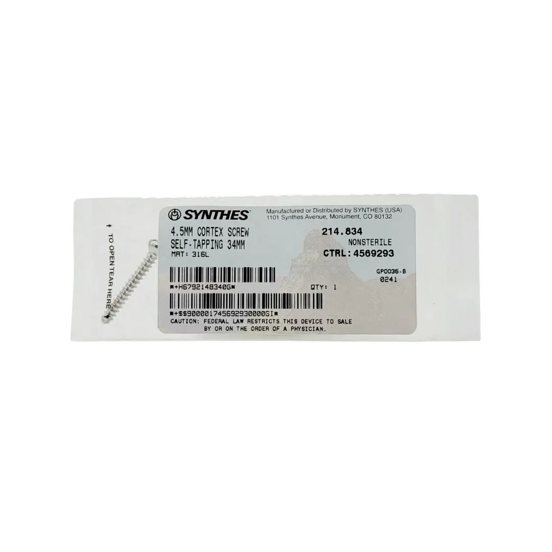 Synthes 214.834 4.5mm Cortex Screw Self-Tapping 34mm