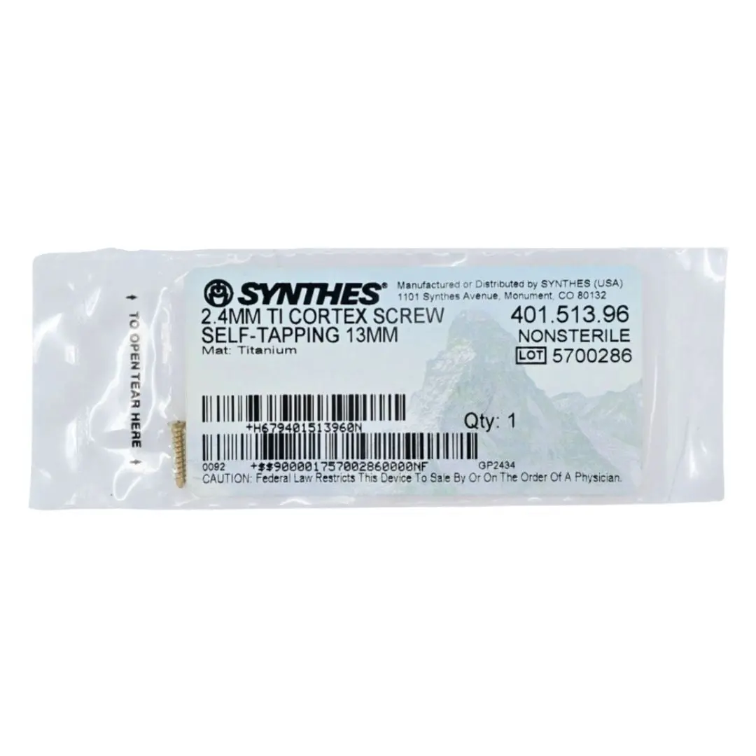 Synthes 401.513.96 2.4mm TI Cortex Screw Self-Tapping 13mm