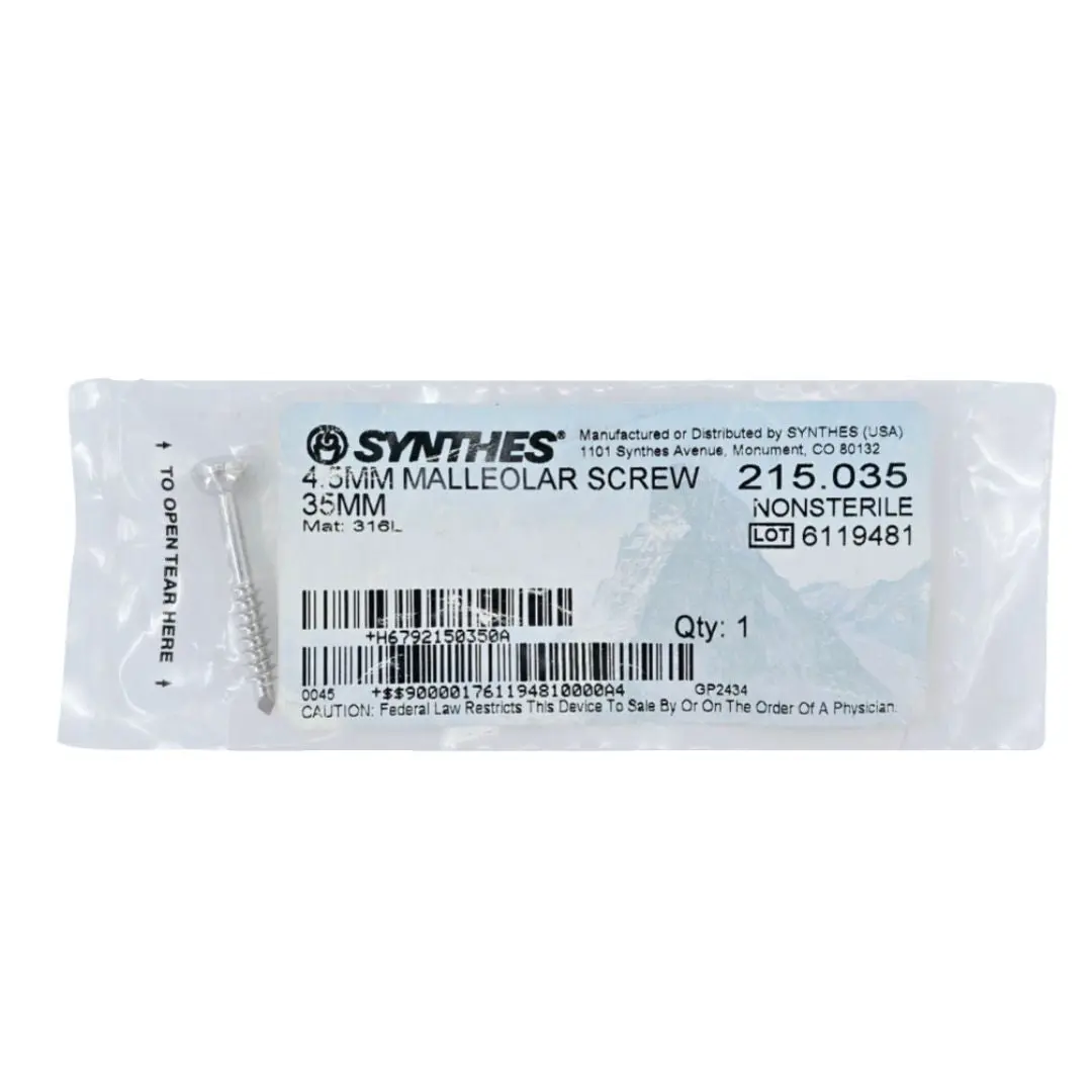 Synthes 215.035 4.5mm Malleolar Screw 35mm