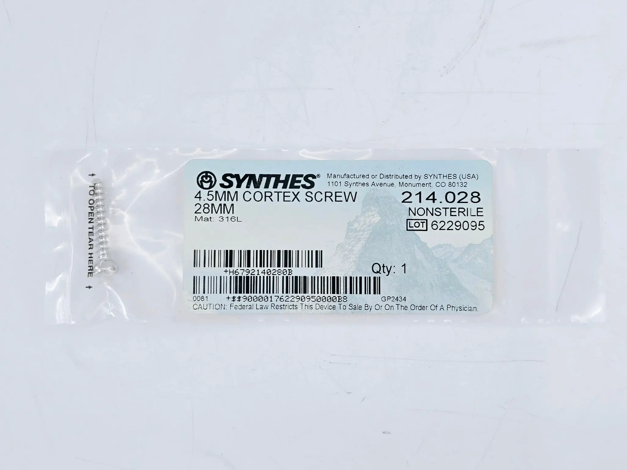 Synthes 214.028 4.5mm Cortex Screw 28mm - Image 2