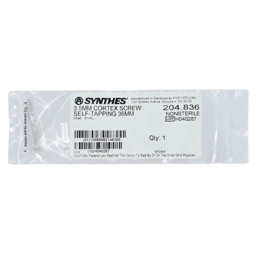 Synthes 204.836 3.5mm Cortex Screw Self-Tapping 36mm