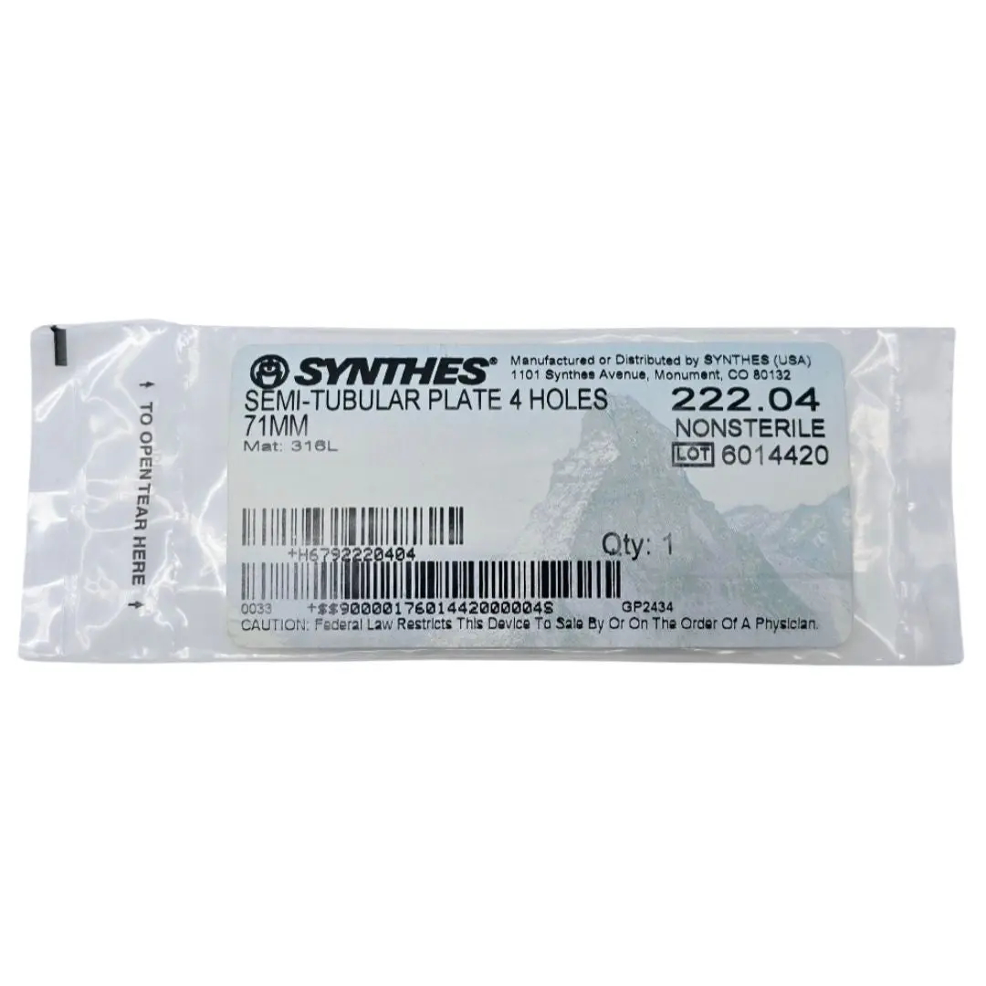 Synthes 222.04 Semi-Tubular Plate 4 Holes 71mm