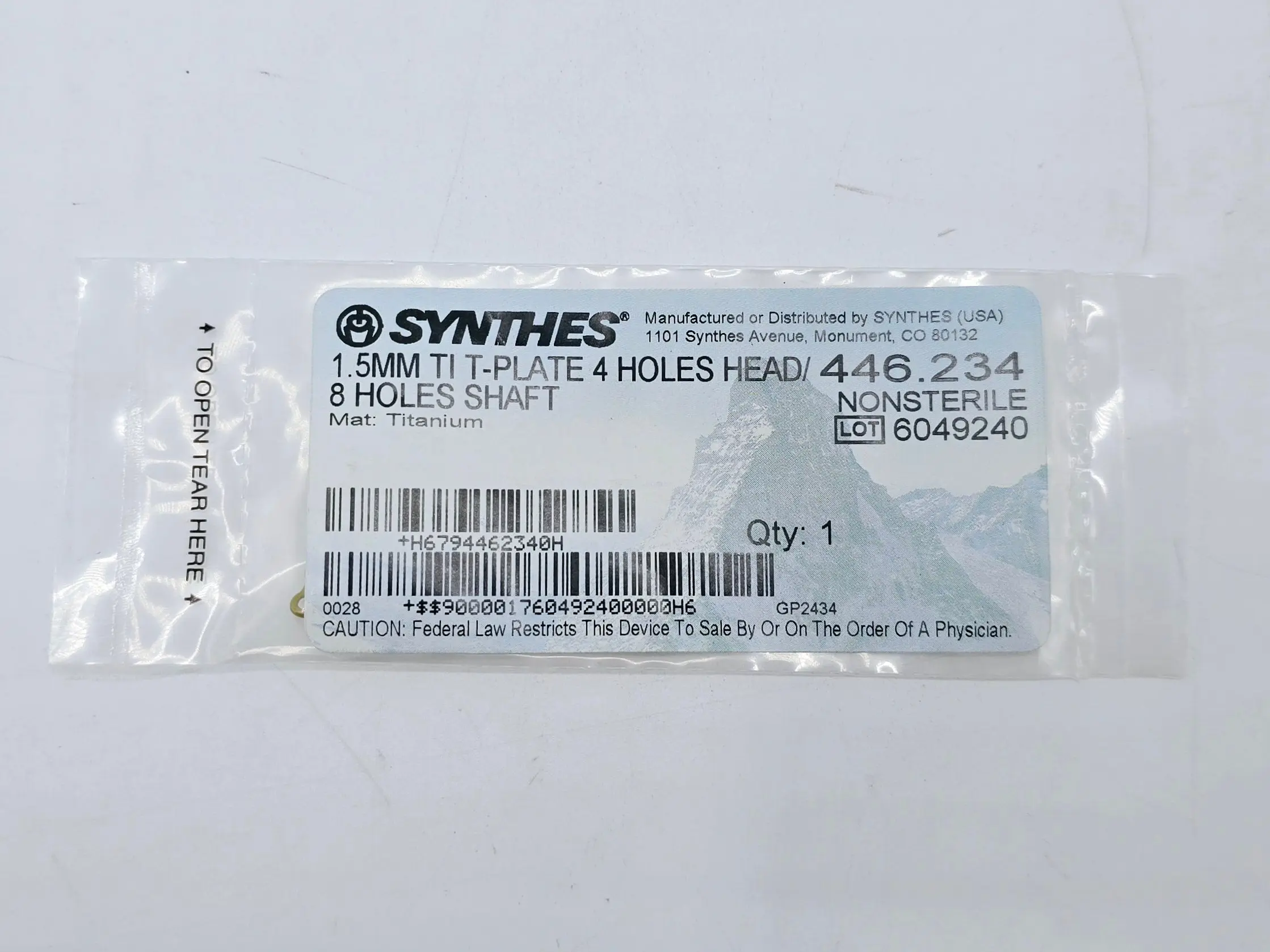 Synthes 446.234 1.5mm TI T-Plate 4 Holes Head/8 Holes Shaft - Image 2