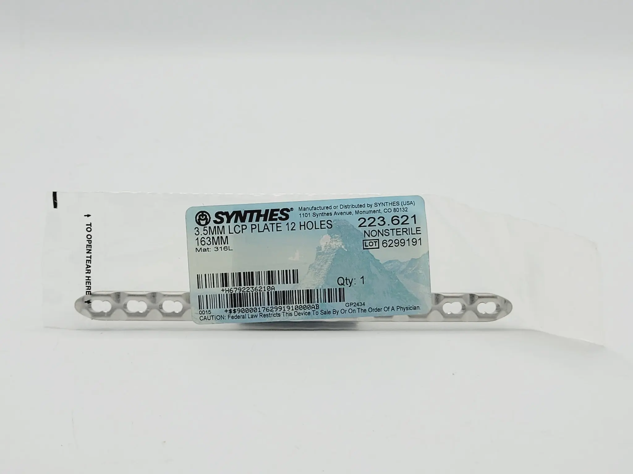 Synthes 223.621 3.5mm LCP Plate 12 Holes 163mm - Image 2