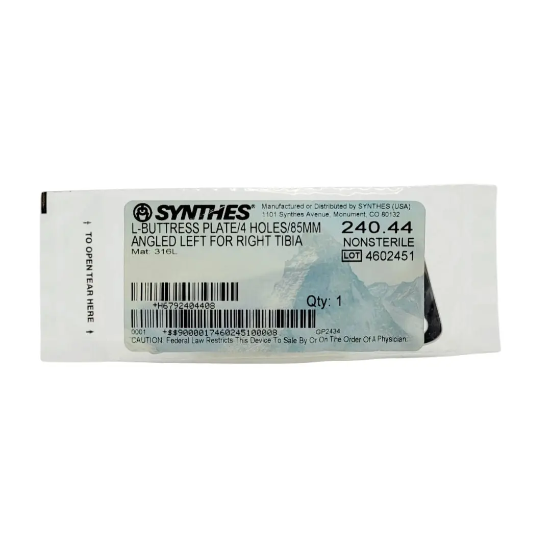 Synthes 240.44 L-Buttress Plate4 Holes 85mm Angled Left for Rigth Tibia