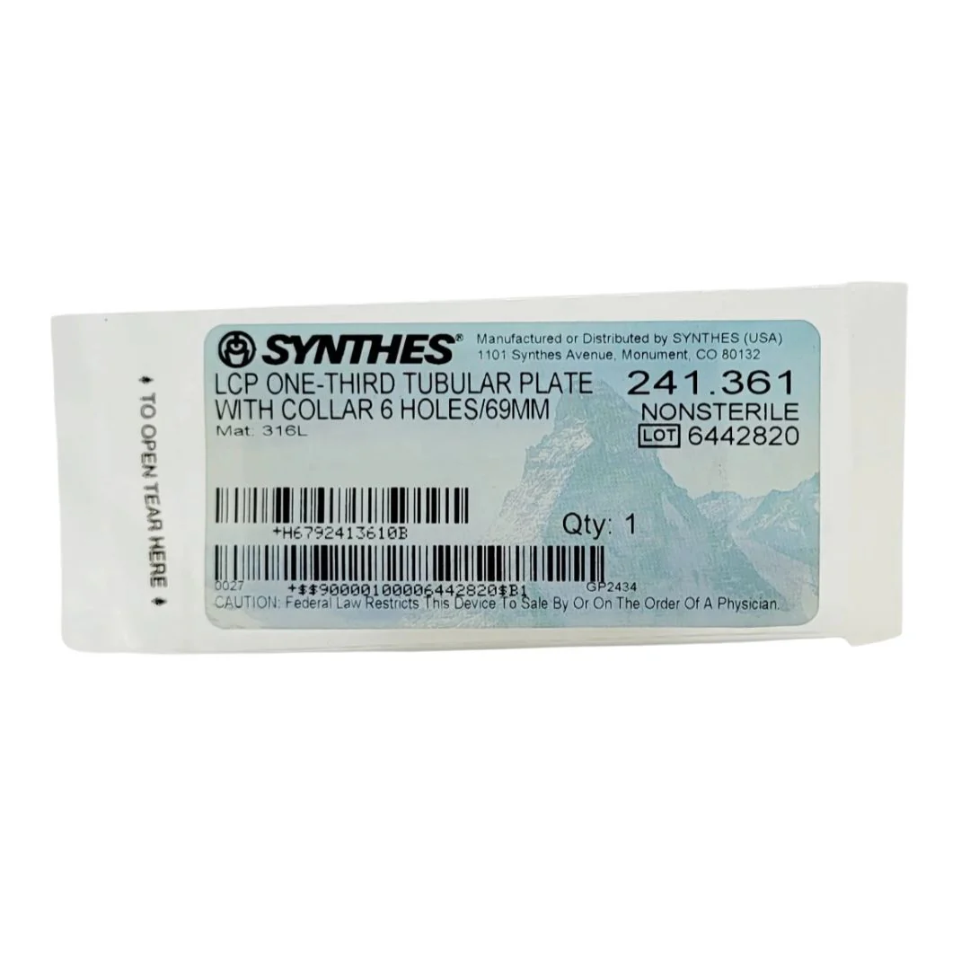 Synthes 241.361 LCP One-Third Tubular Plate With Collar 6 Holes/69MM