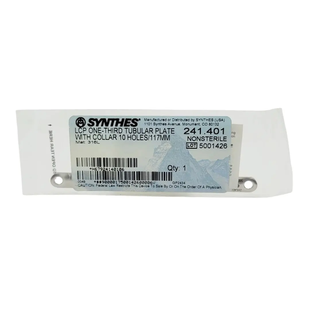 Synthes 241.401 LCP One Third Tubular Plate with Collar 10 Holes 117mm