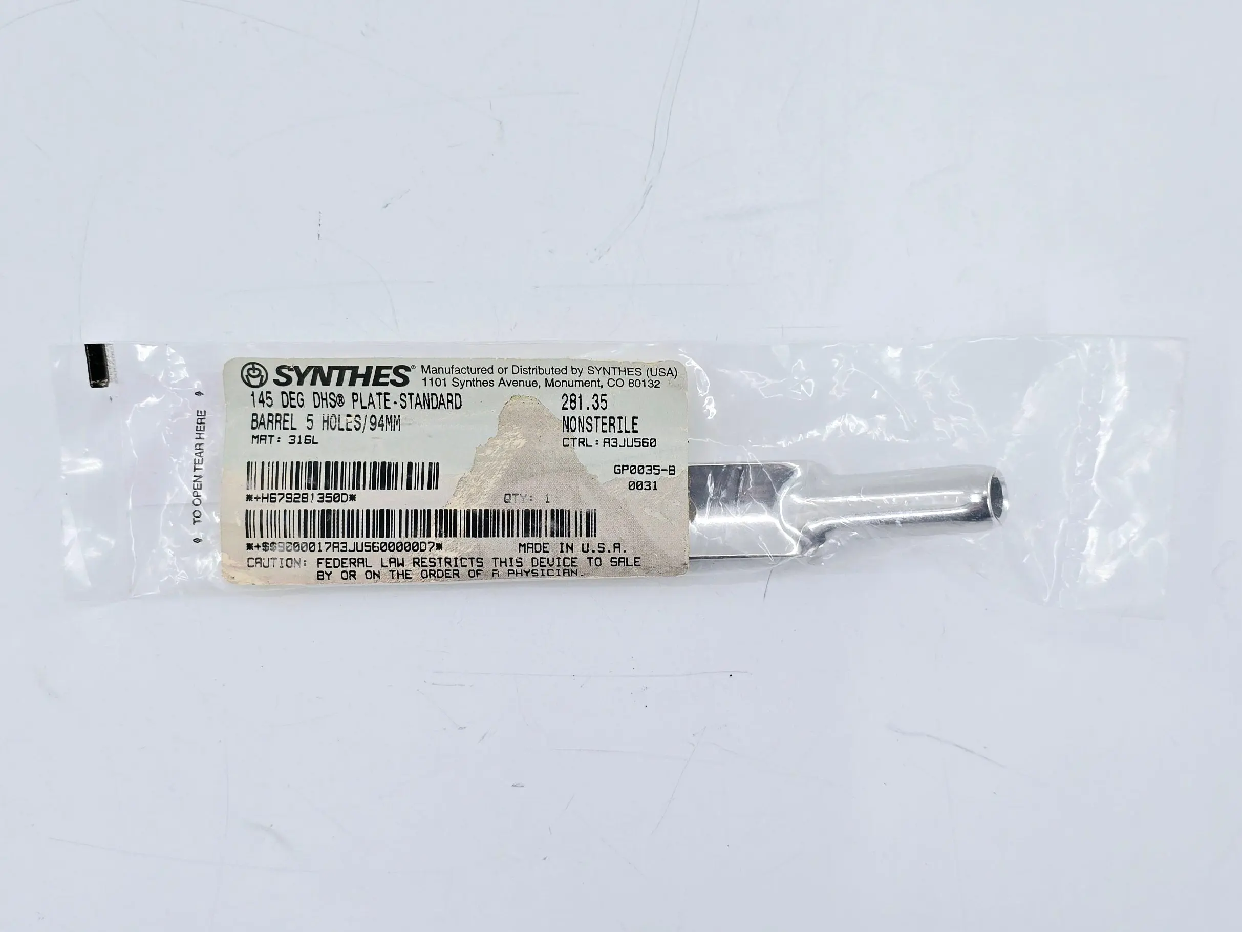 Synthes 281.35 145° DHS Plate-Standard Barrel 5 Holes/94mm - Image 2