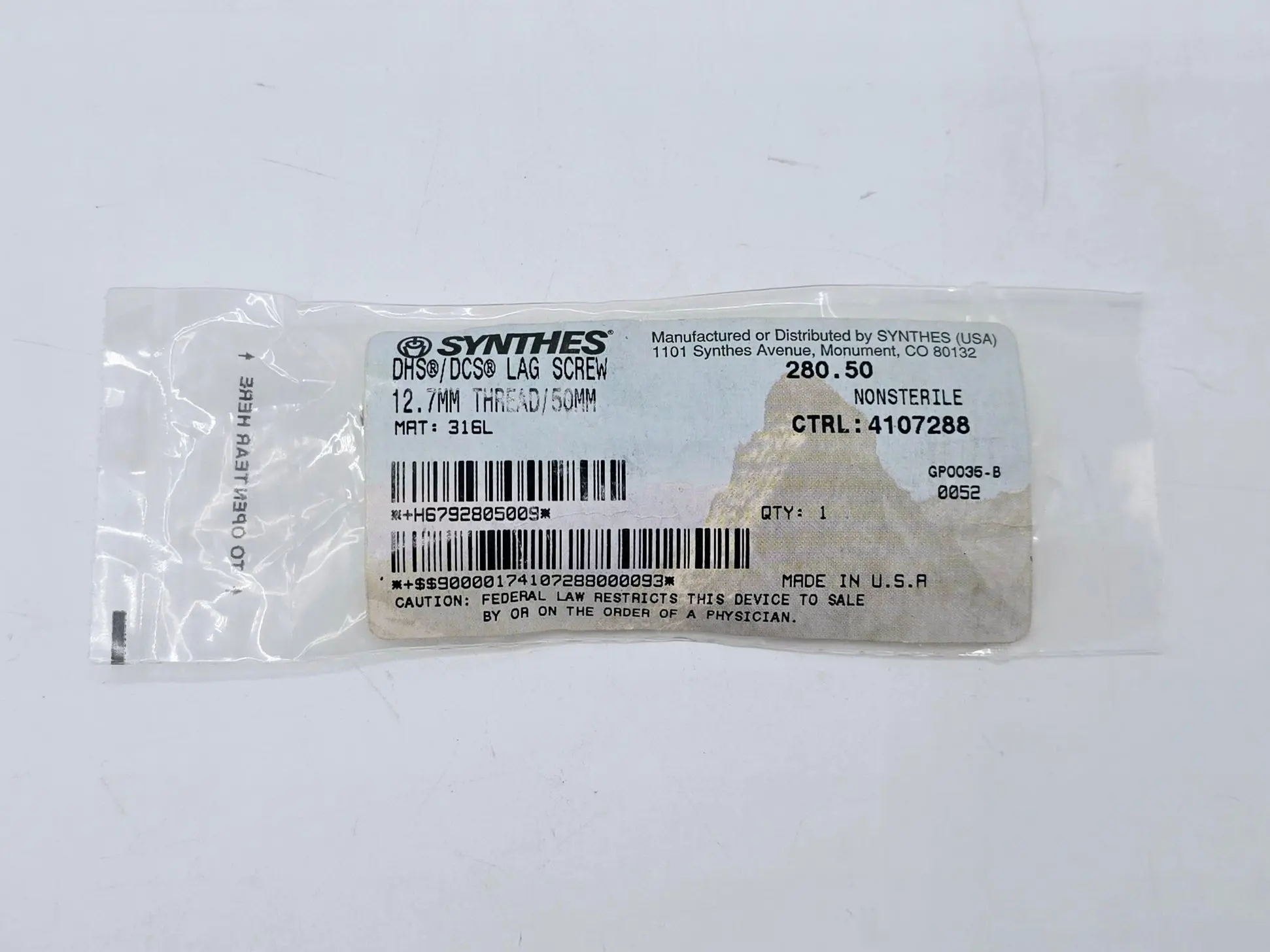 Synthes 280.50 DHS/DCS Lag Screw 12.7mm Thread/50mm - Image 2