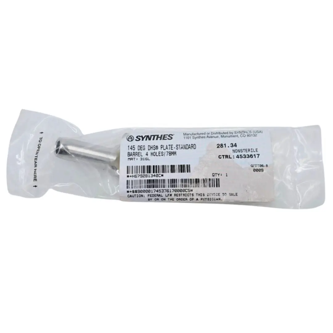 Synthes 281.34 145° DHS Plate-Standard Barrel 4 Holes/78mm