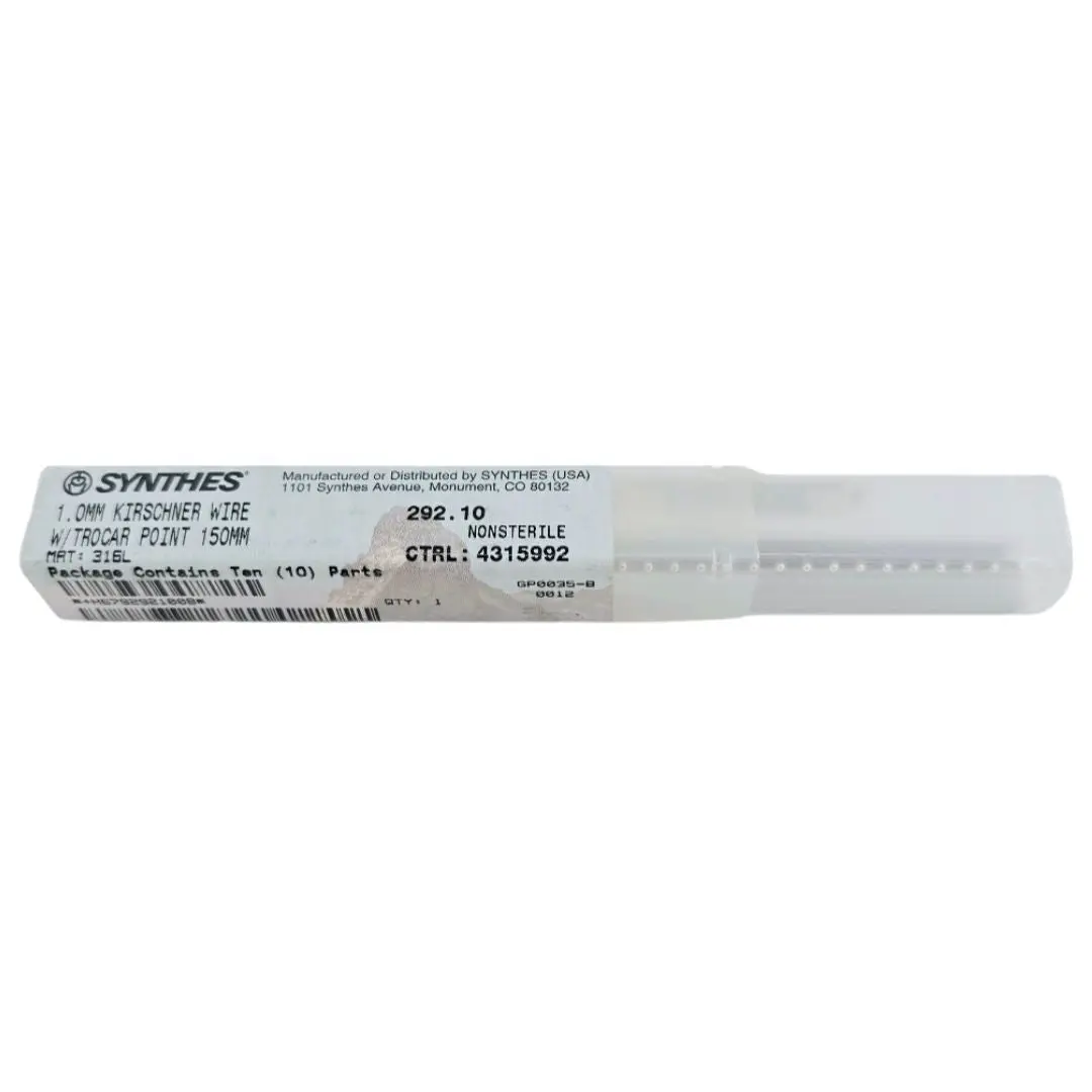 Synthes 292.10 1.0mm Kirschner Wire w/ Trocar Point 150mm Pack of 10