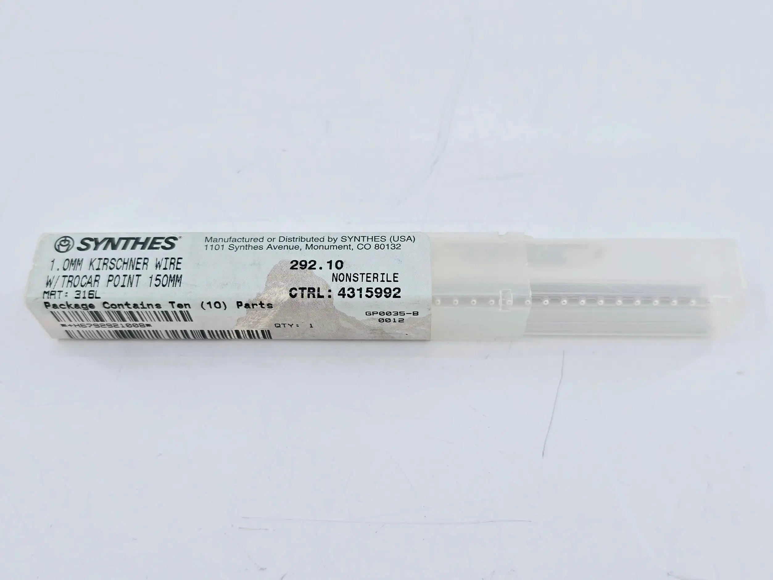 Synthes 292.10 1.0mm Kirschner Wire w/ Trocar Point 150mm Pack of 10 - Image 2