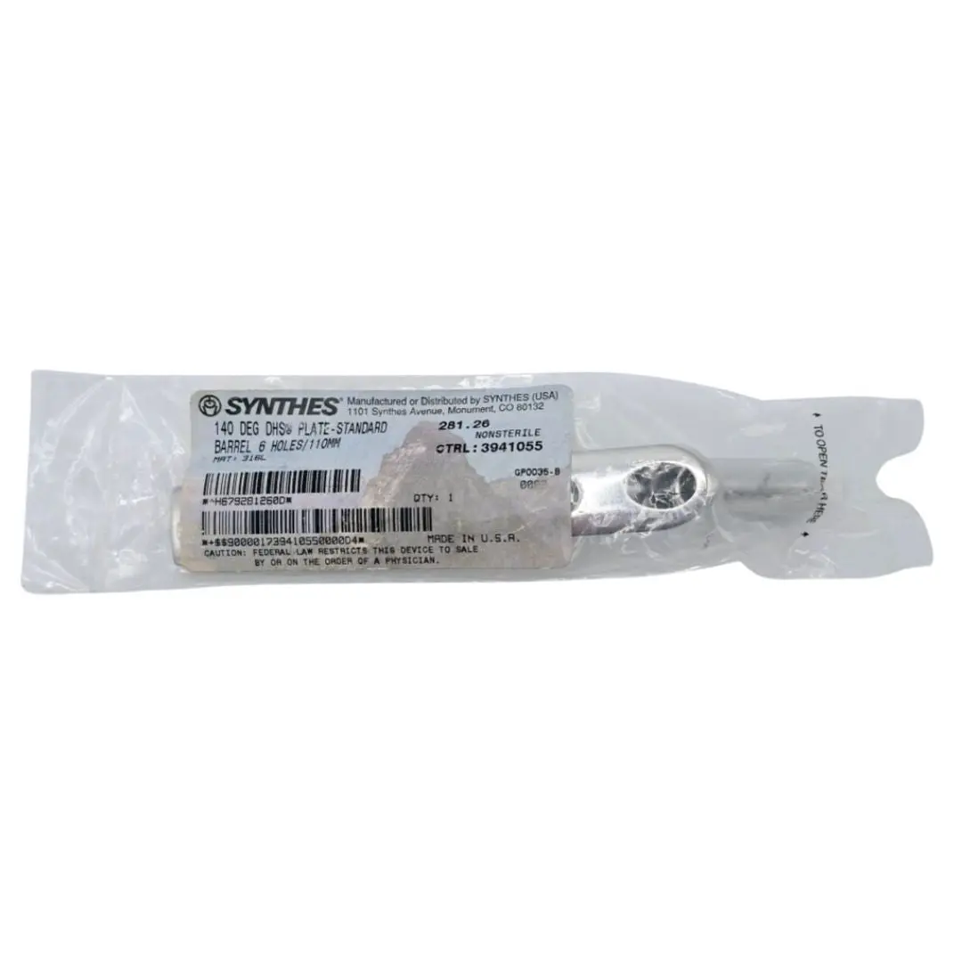 Synthes 281.26 140° DHS Plate-Standard Barrel 6 Holes/110mm