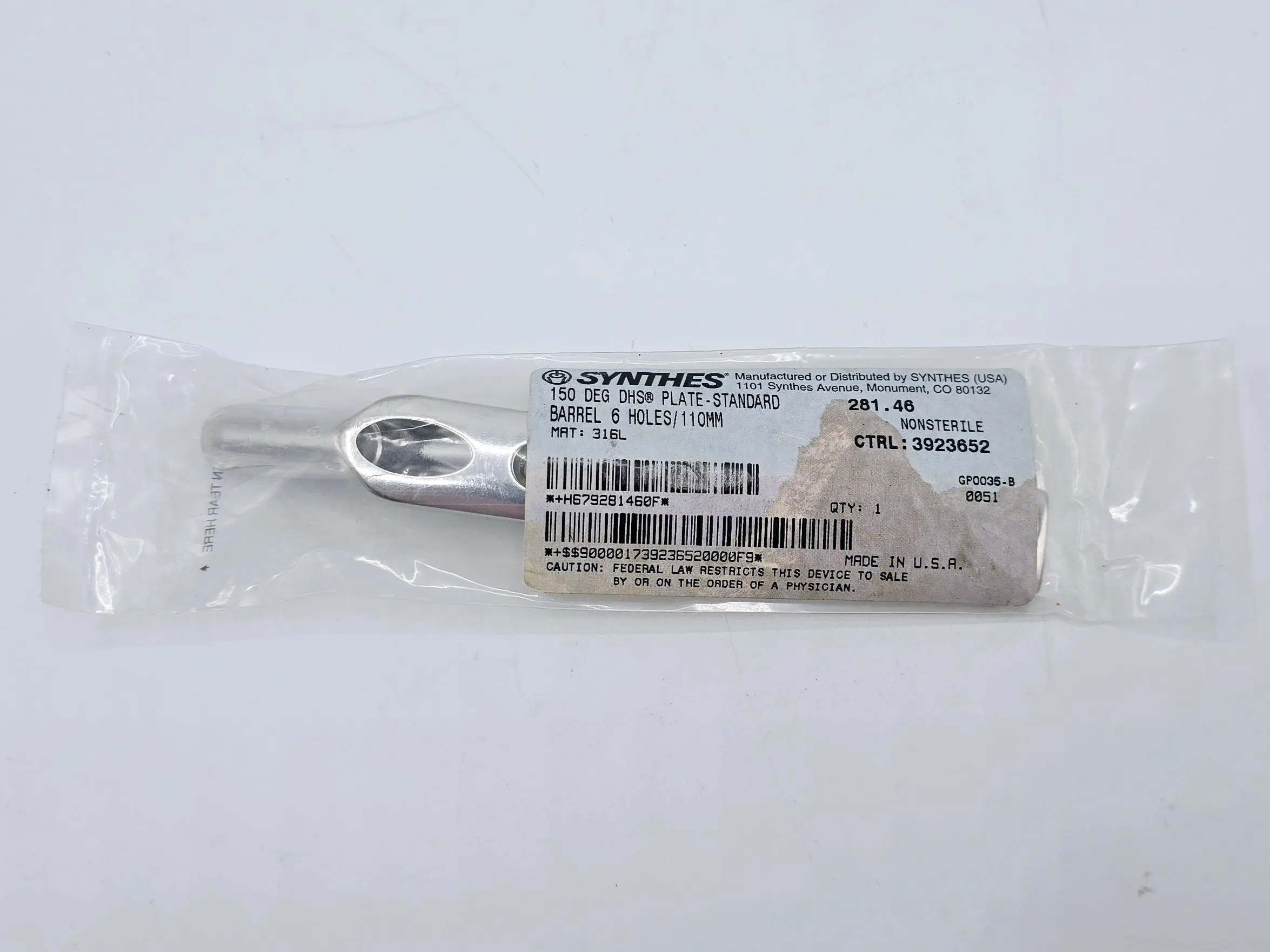Synthes 281.46 150° DHS Plate-Standard Barrel 6 Holes/110mm - Image 2