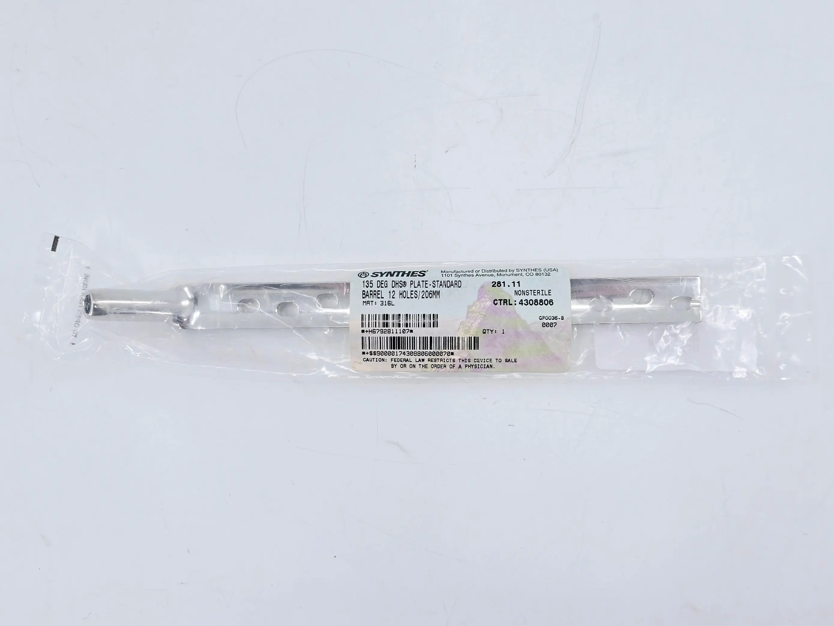 Synthes 281.11 135° DHS Plate-Standard Barrel 12 Holes/206mm - Image 2