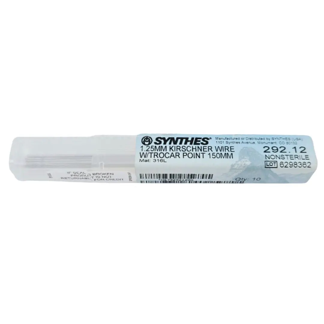 Synthes 292.12 1.25mm Kirschner Wire w/ Troacr Point 150mm 10/PK