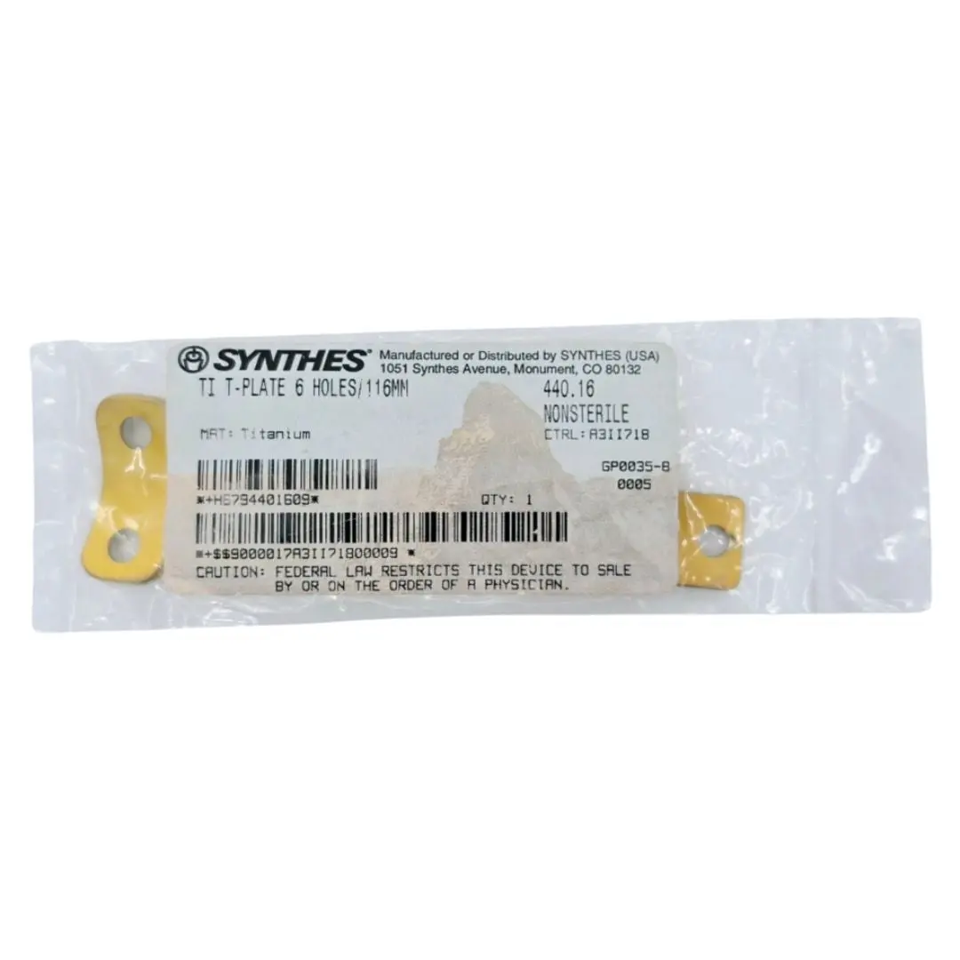 Synthes 440.16 Ti T-Plate 6 Holes 116mm