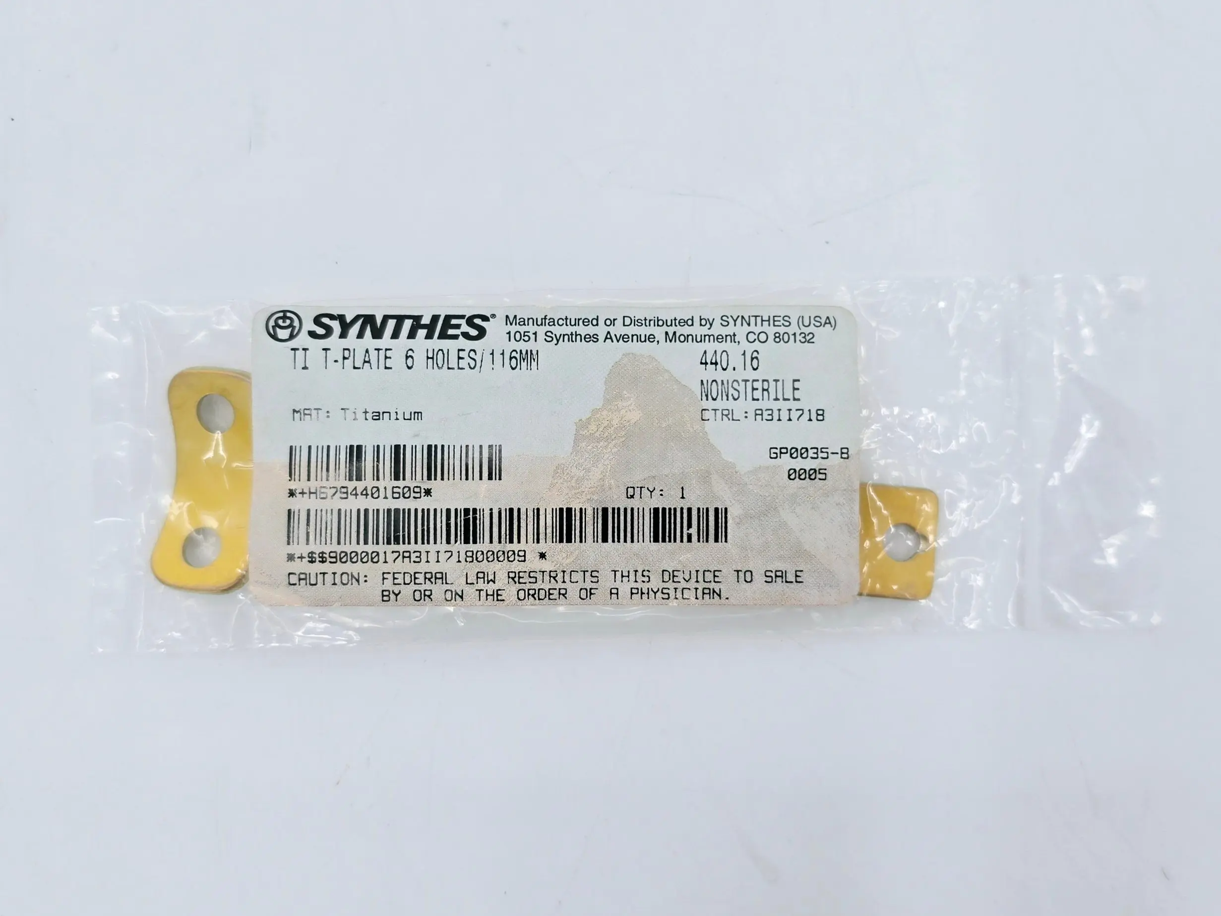Synthes 440.16 Ti T-Plate 6 Holes 116mm - Image 2