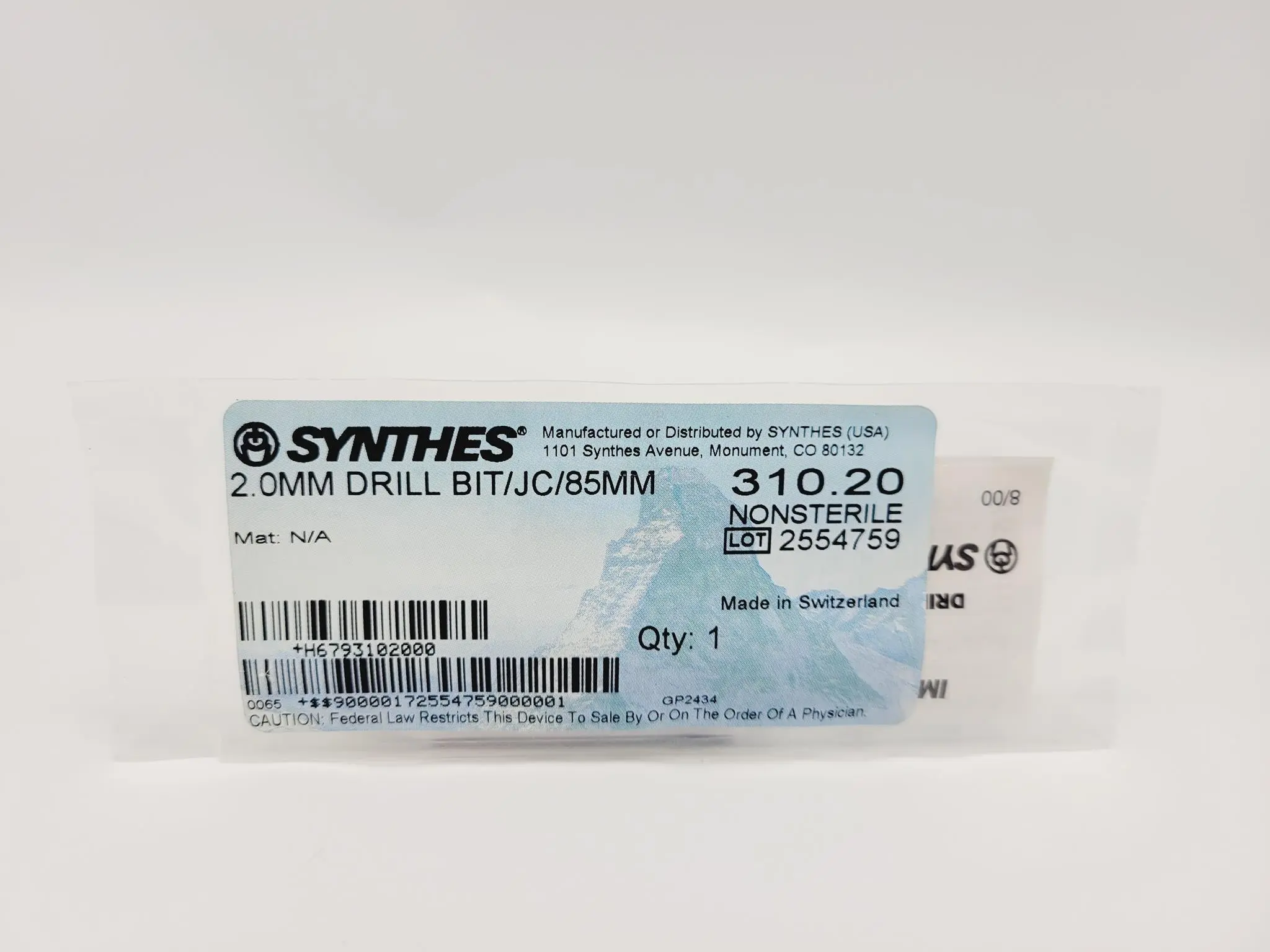 Synthes 310.20 2.0mm DRILL BIT/JC 3-1/4" - Image 2