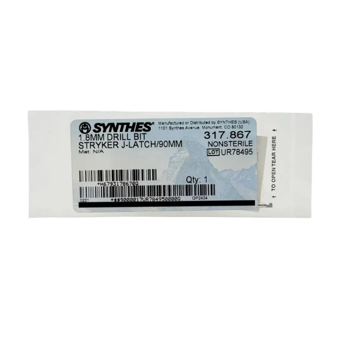 Synthes 317.867 Drill Bit 1.8mm Stryker J-Latch Orthopedic 3.5"