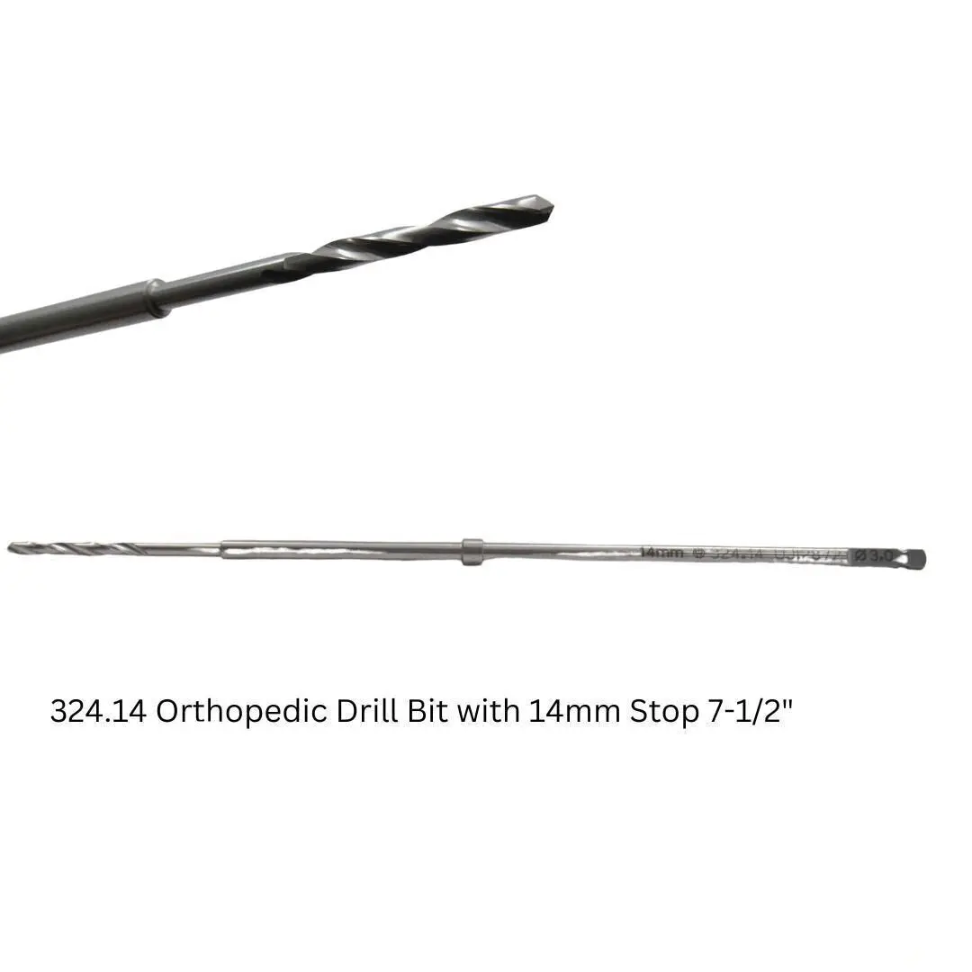 Synthes 324.14 Orthopedic Drill Bit with 14mm Stop 7-1/2"