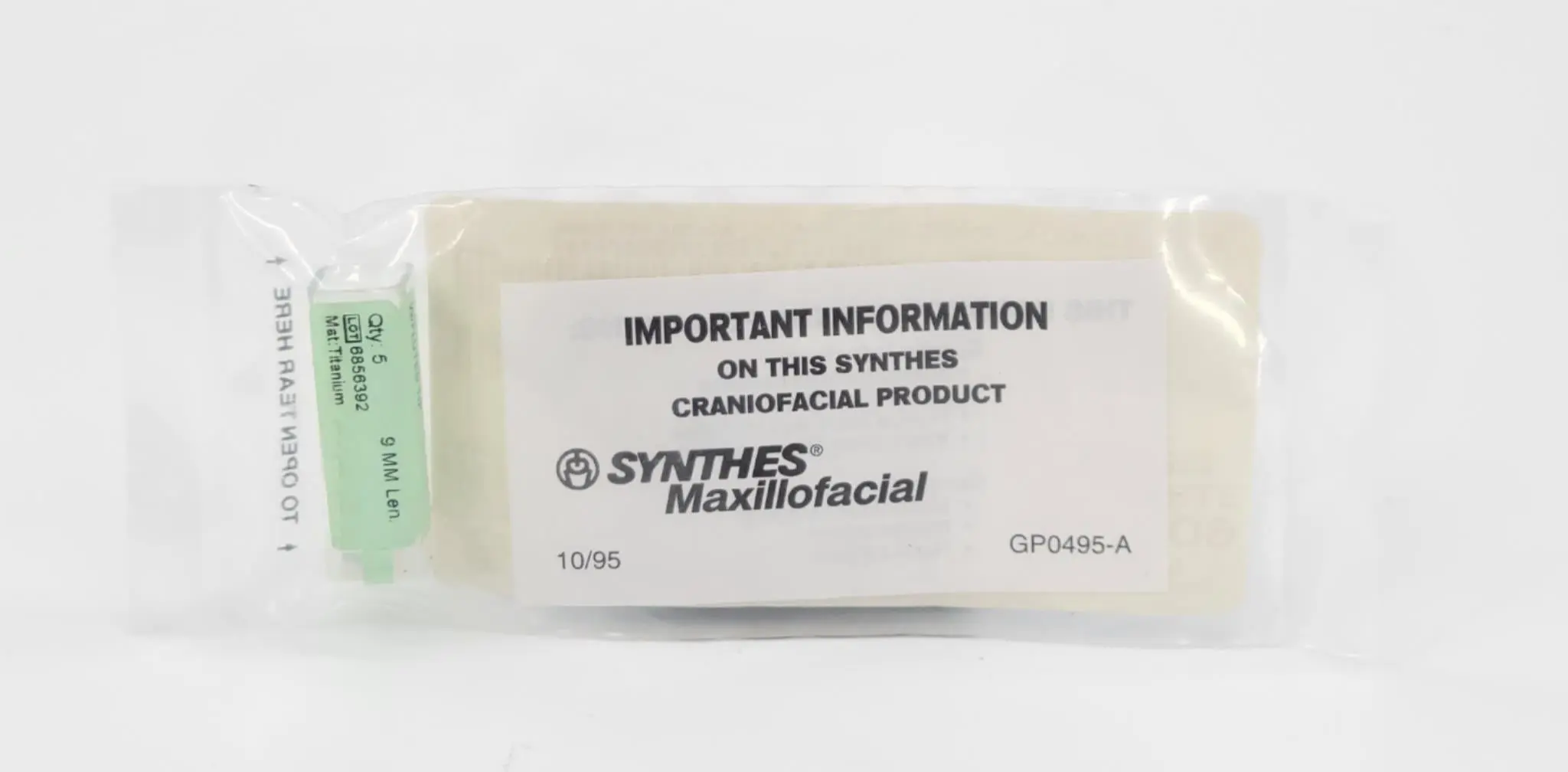Synthes 400.609 1.2mm TI Emergency Screw w/Fluted Tip 9mm 5 PK - Image 2