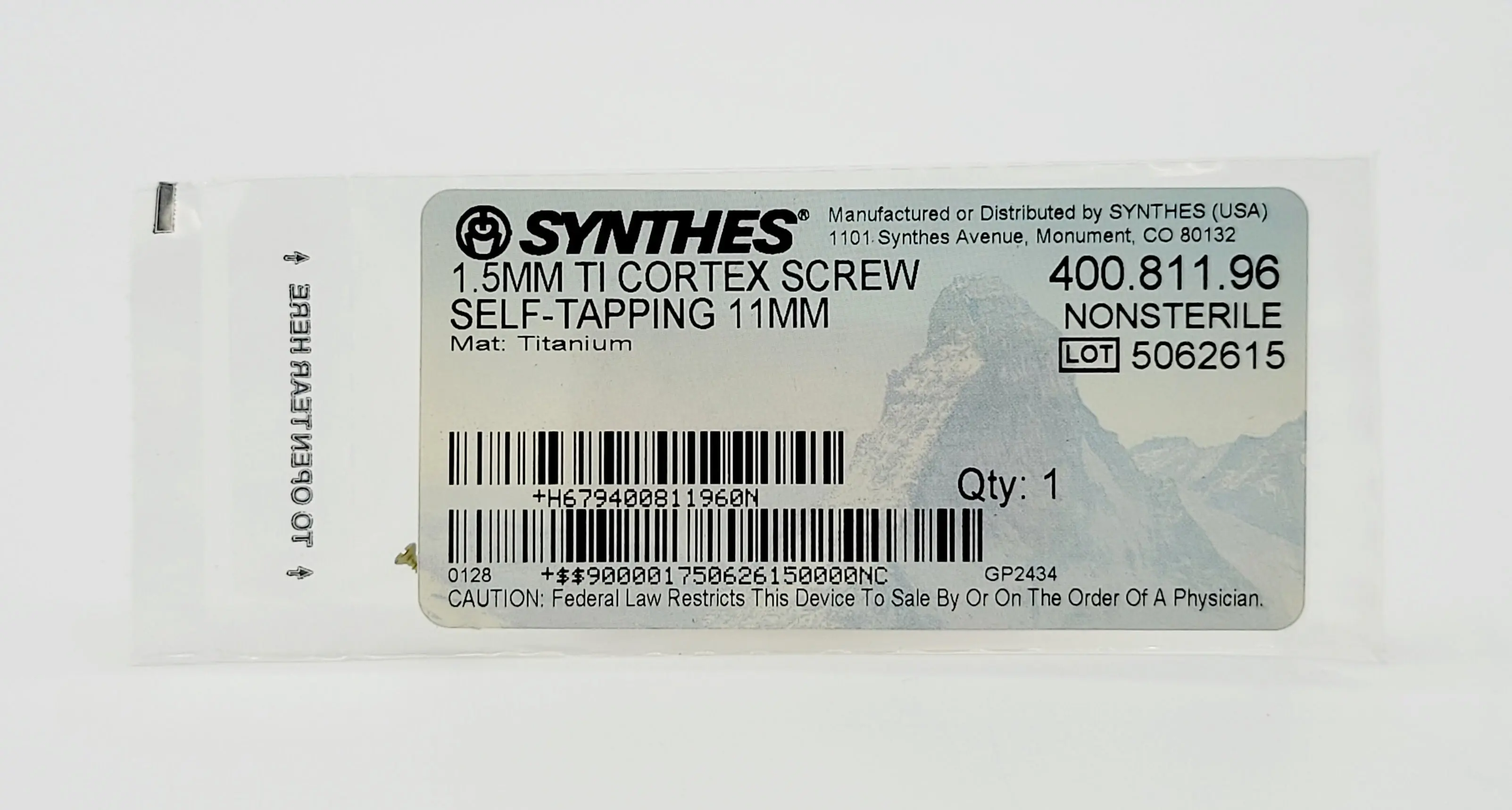 Synthes 400.811.96 1.5MM TI Cortex Screw Self Tapping 11MM - Image 2