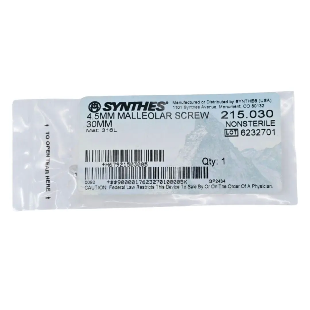 Synthes 215.030 4.5mm Malleolar Screw 30mm