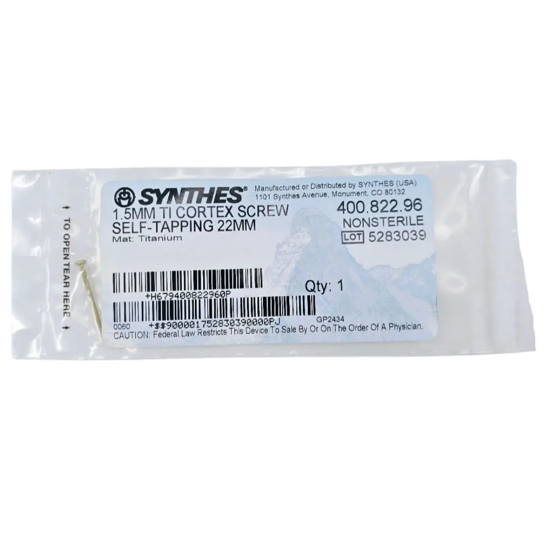 Synthes 400.822.96 1.5mm TI Cortex Screw Self-Tapping 22mm