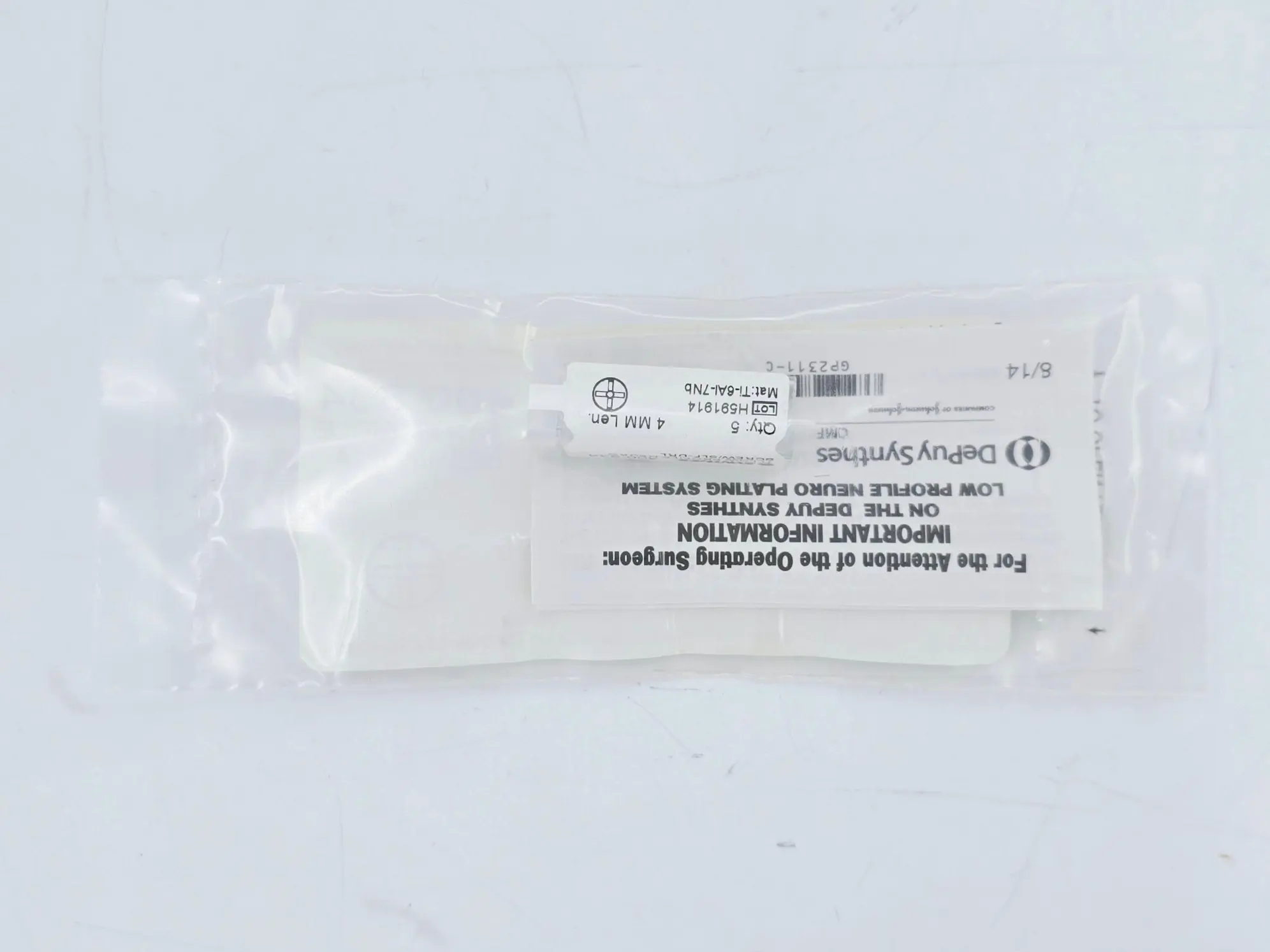 Synthes 400.834 TI Low Profile Neuro Screw Self-Drilling 4mm Pack of 5 - Image 3