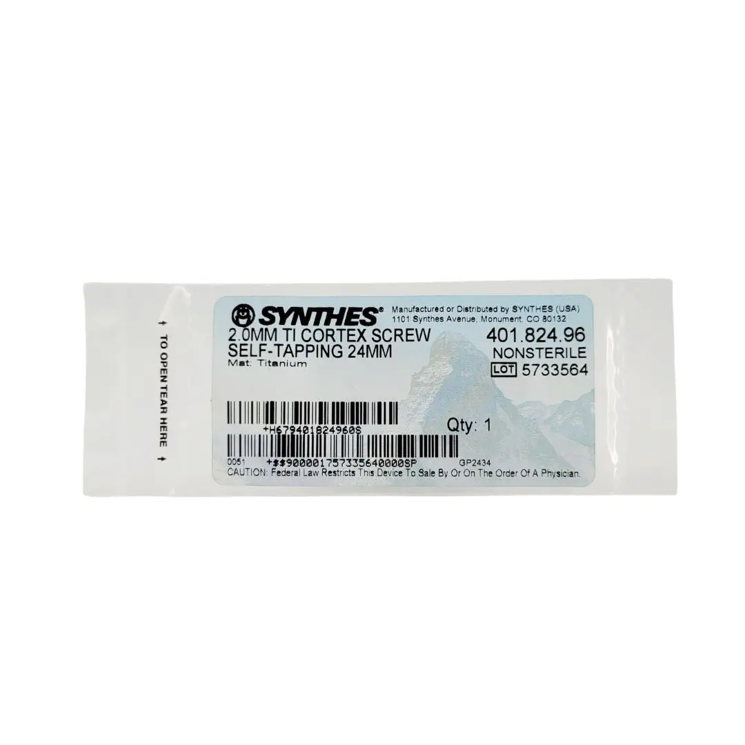 Synthes 401.824.96 2.0mm TI Cortex Screw Self-Tapping 24mm