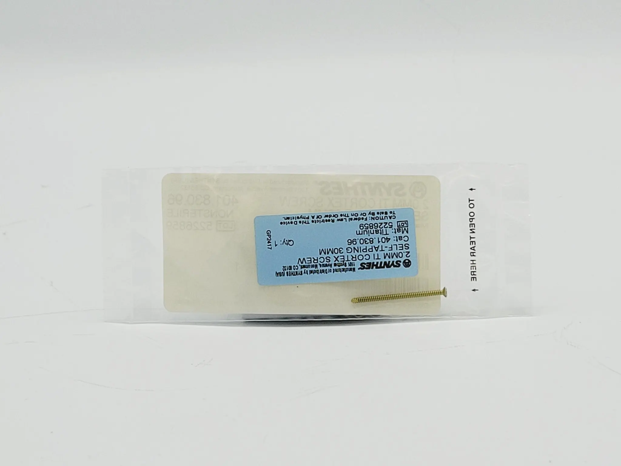 Synthes 401.830.96 2.0mm TI Cortex Screw Self-Tapping 30mm - Image 3