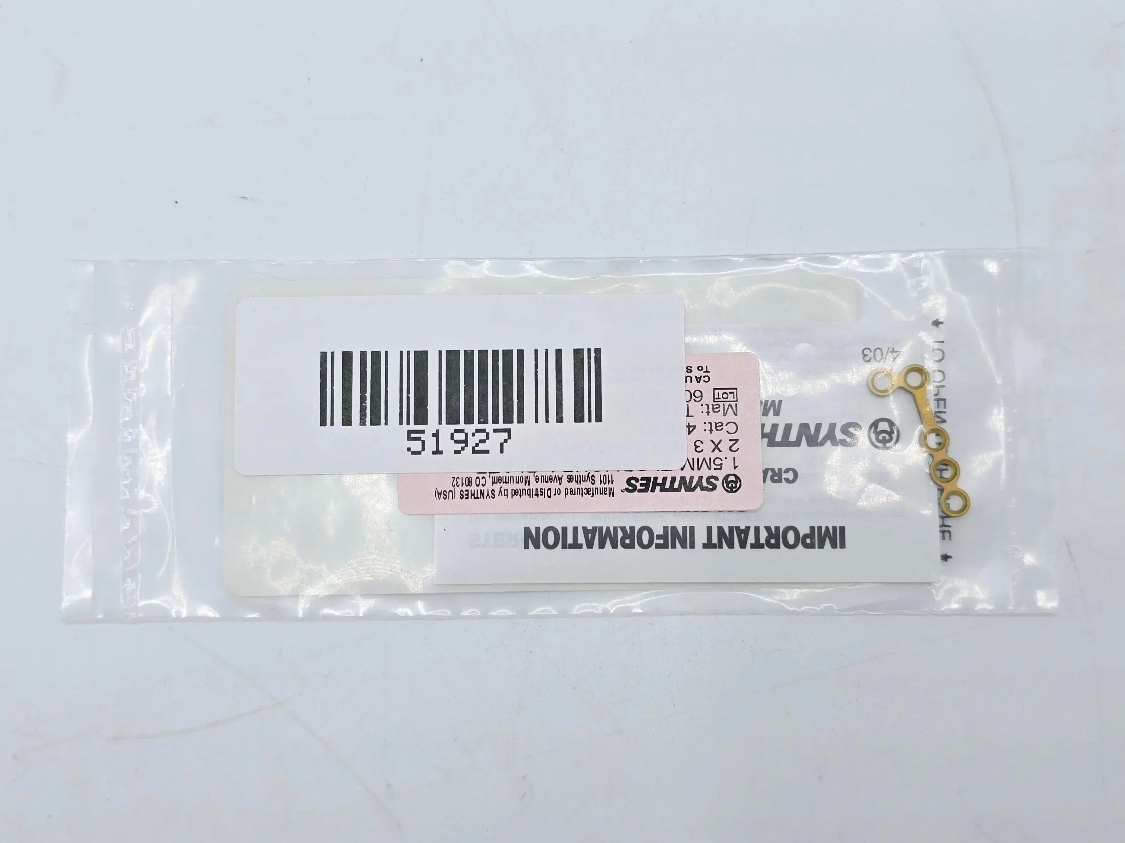 Synthes 446.51 1.5mm TI Oblique L-Plate 2 x 3 Holes-Right - Image 3