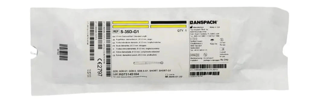 Synthes Anspach S-35D-G1 3.5mm Diamond Edge, Ball Working End, Extended Length