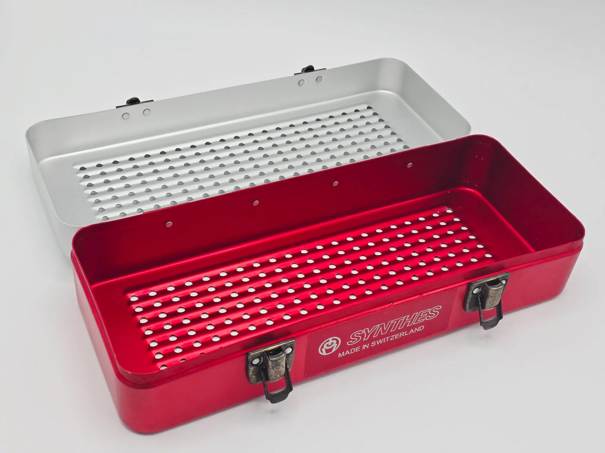 Synthes Grey/Red Sterilization Tray 12x5x3 Perforated Autoclave Inner Tray - Image 3